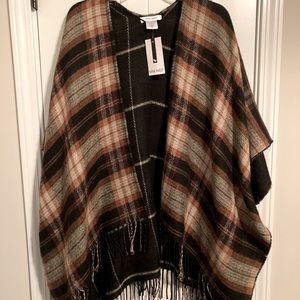 Nine West Plaid Shawl Poncho NWT
